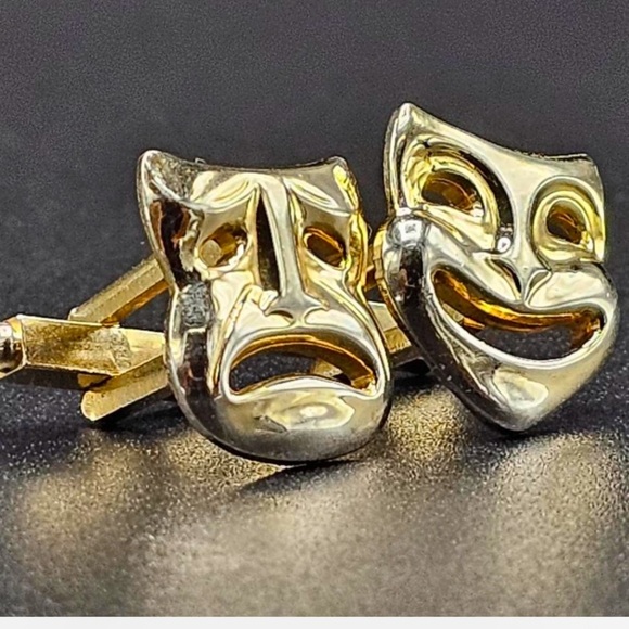 Vintage theatrical masks cufflinks - Picture 2 of 3